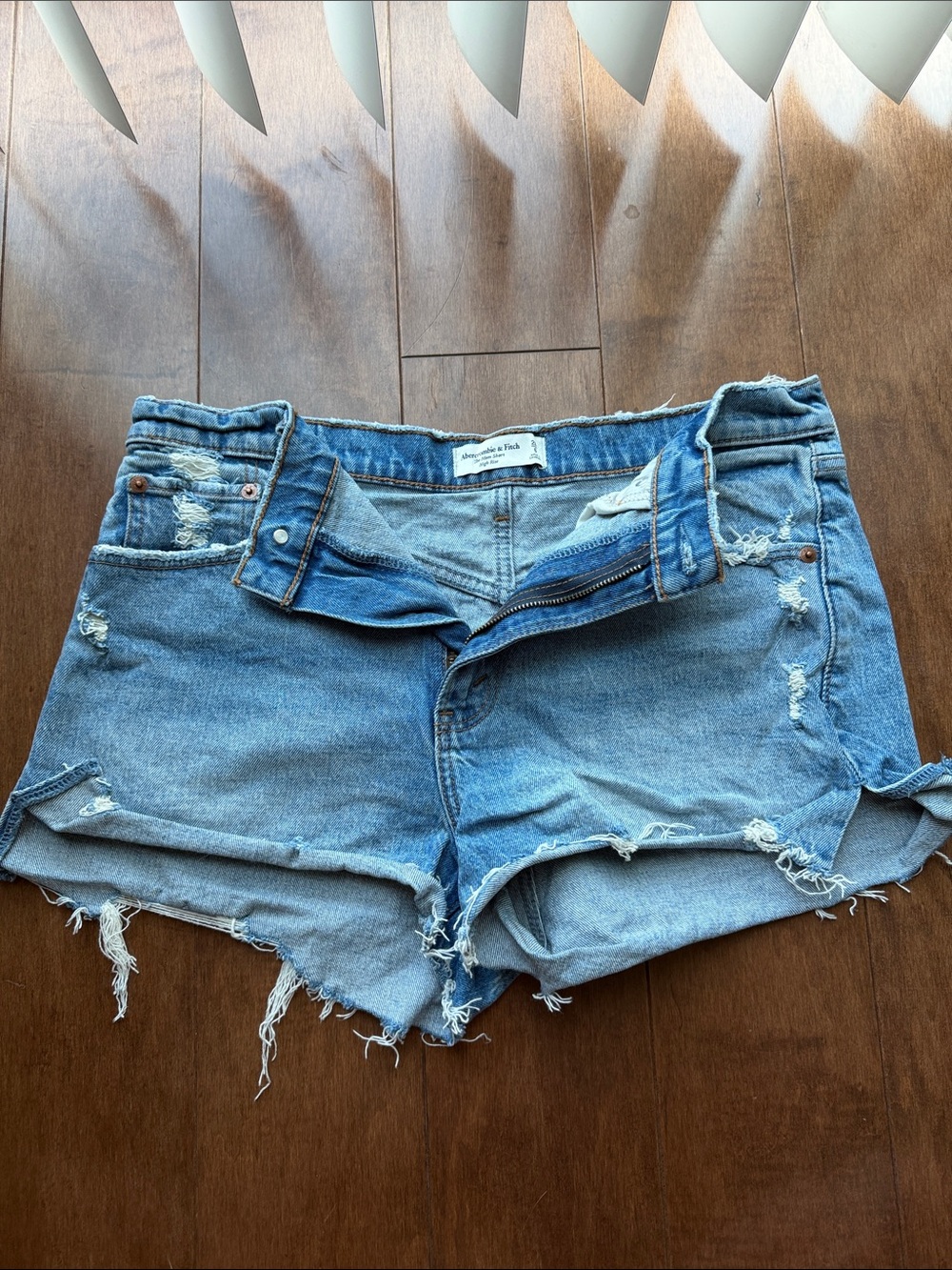 Abercrombie & Fitch Light Blue Distressed Denim Cutoff Shorts